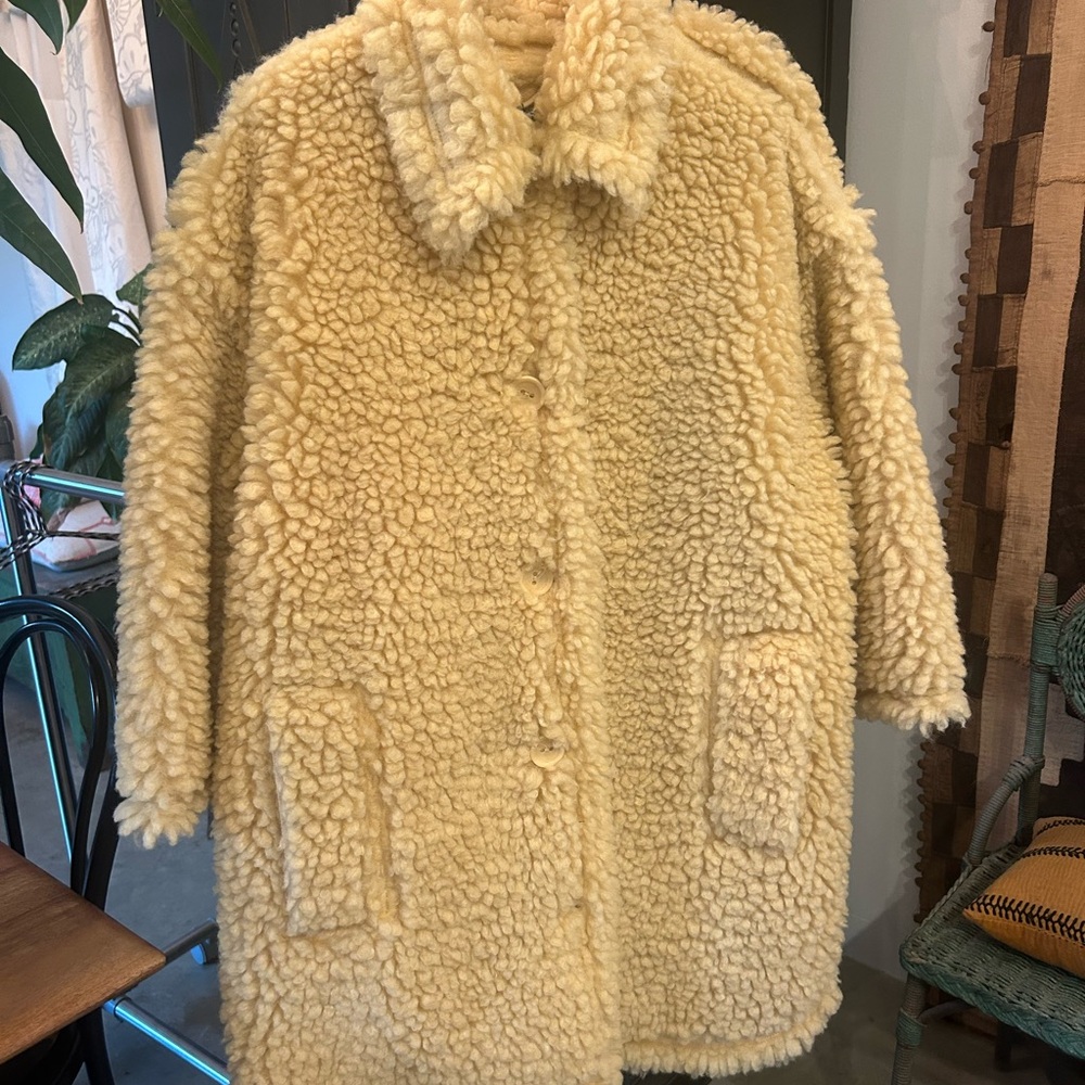 Stand Studio Cream Faux Shearling Coat NWT Oversized